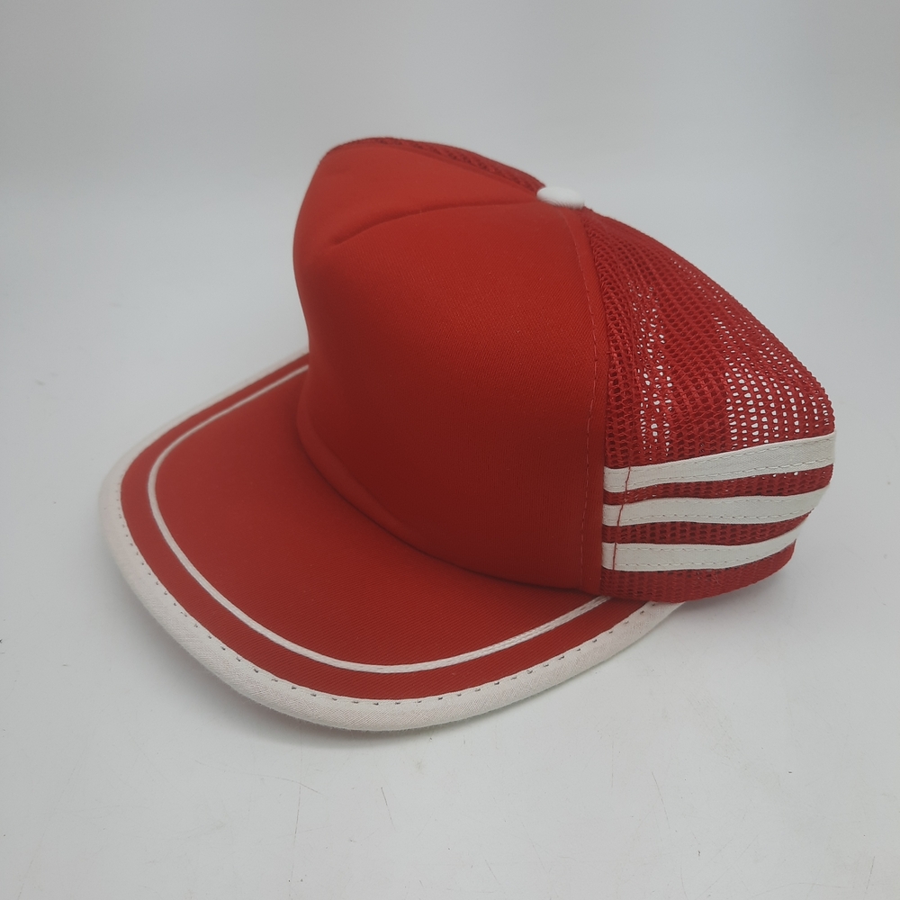 Red Mesh Trucker Hat with White Trim - Unbranded